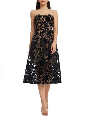 dress the population heather strapless ruched midi dress Dress The Population Heather Strapless Ruched Midi Dress
